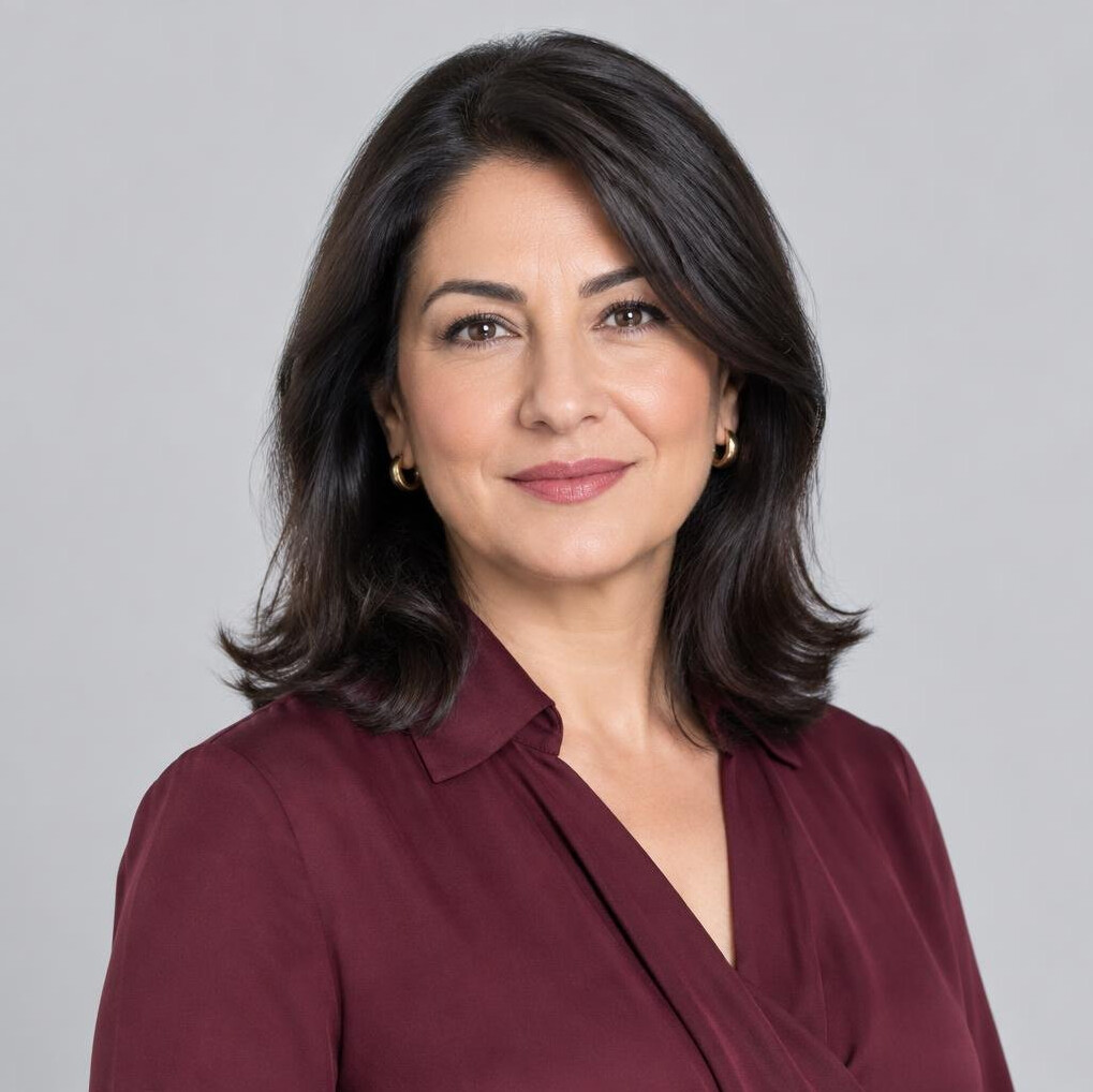 Turkish woman in her 40s, corporate communications specialist